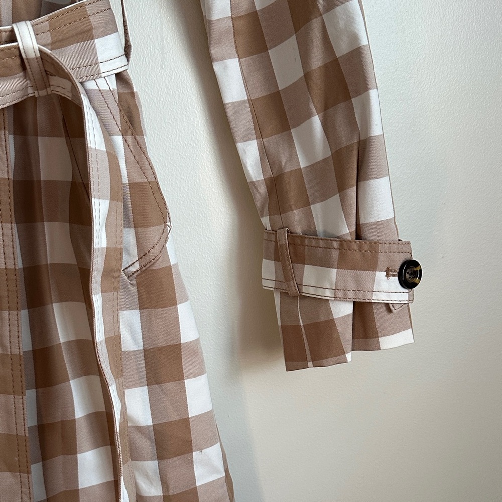 Ann Taylor Tan and White Checkered Trench Coat - Picture 5 of 12